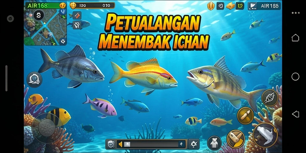 Tampilan menembak ikan yang seru dalam AIR168.