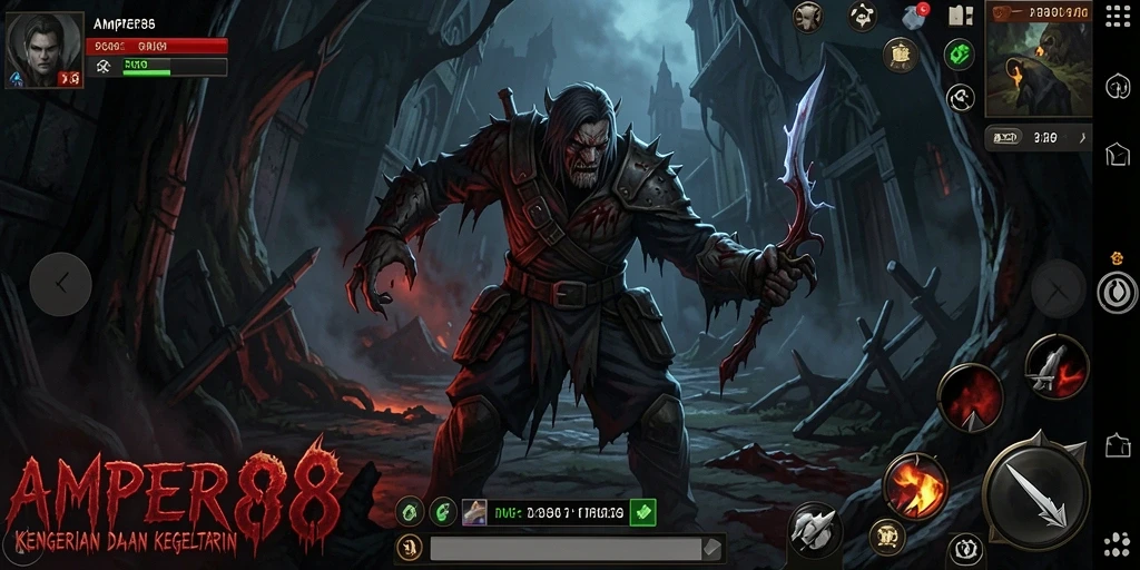 Tampilan gameplay mendebarkan dari AMPER88 yang penuh ketegangan.