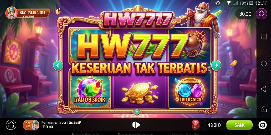 Screenshot gameplay HW777 menampilkan mesin slot yang menegangkan dan menarik.