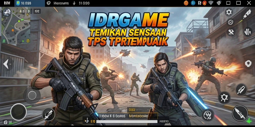 Screenshot menampilkan aksi intens di battlefield IDRGAME dengan fitur TPS yang mengesankan.