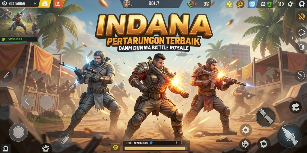 Screenshot INDAAA menampilkan aksi mendebarkan dalam mode Battle Royale.