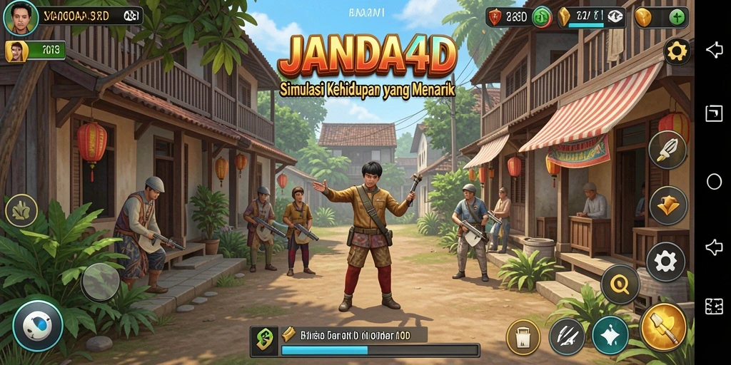 Screenshot gameplay JANDA4D menampilkan interaksi karakter yang menarik.
