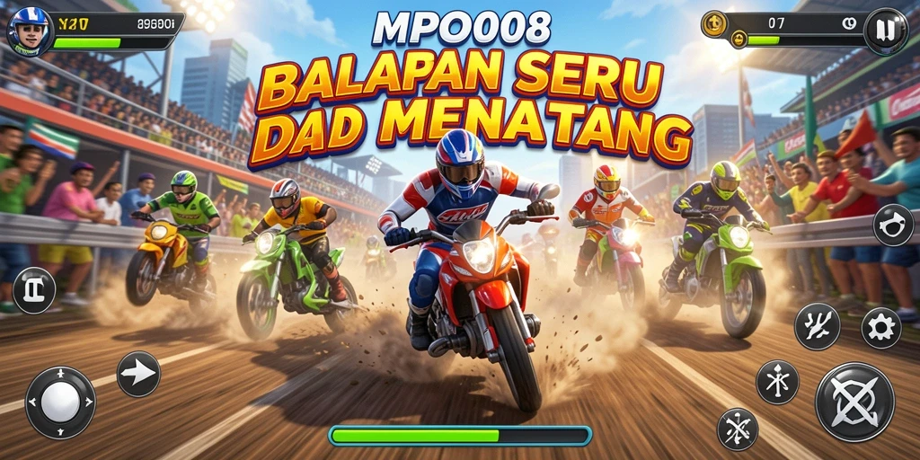 Tampilan seru gameplay balapan di MPO08 dengan lintasan menantang.