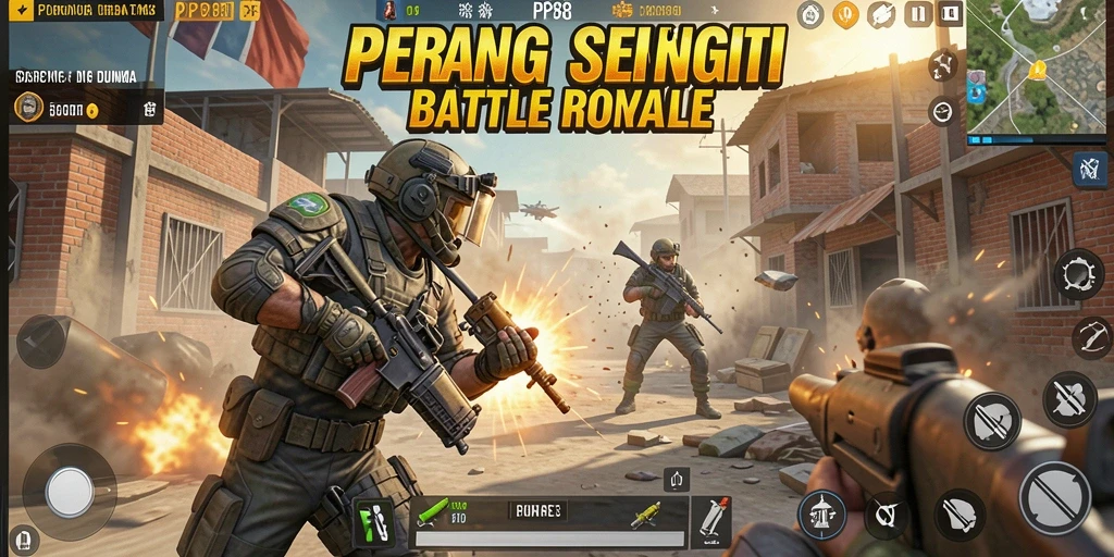 Tangkapan layar gameplay PP88 yang menampilkan pertempuran seru Battle Royale.
