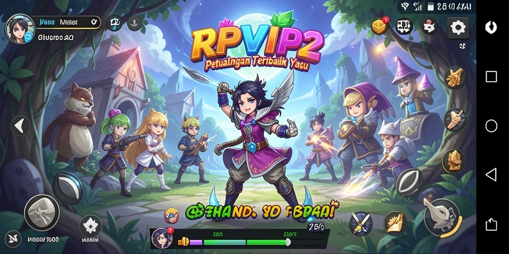 Screenshot gameplay RPVIP2 menampilkan aksi karakter Anime yang menakjubkan.