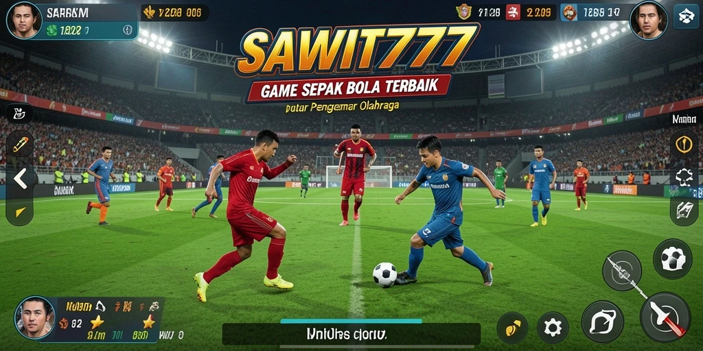 Tampilan gameplay menarik di SAWIT777 dengan aksi sepak bola yang intens.