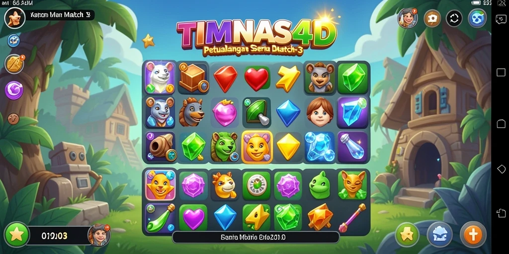 Screenshot gameplay seru TIMNAS4D saat mencocokkan objek.