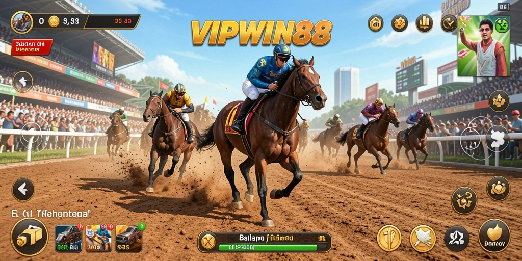 Tangkapan layar gameplay <strong>VIPWIN88</strong> menunjukkan aksi balapan yang mendebarkan dan grafis menawan.